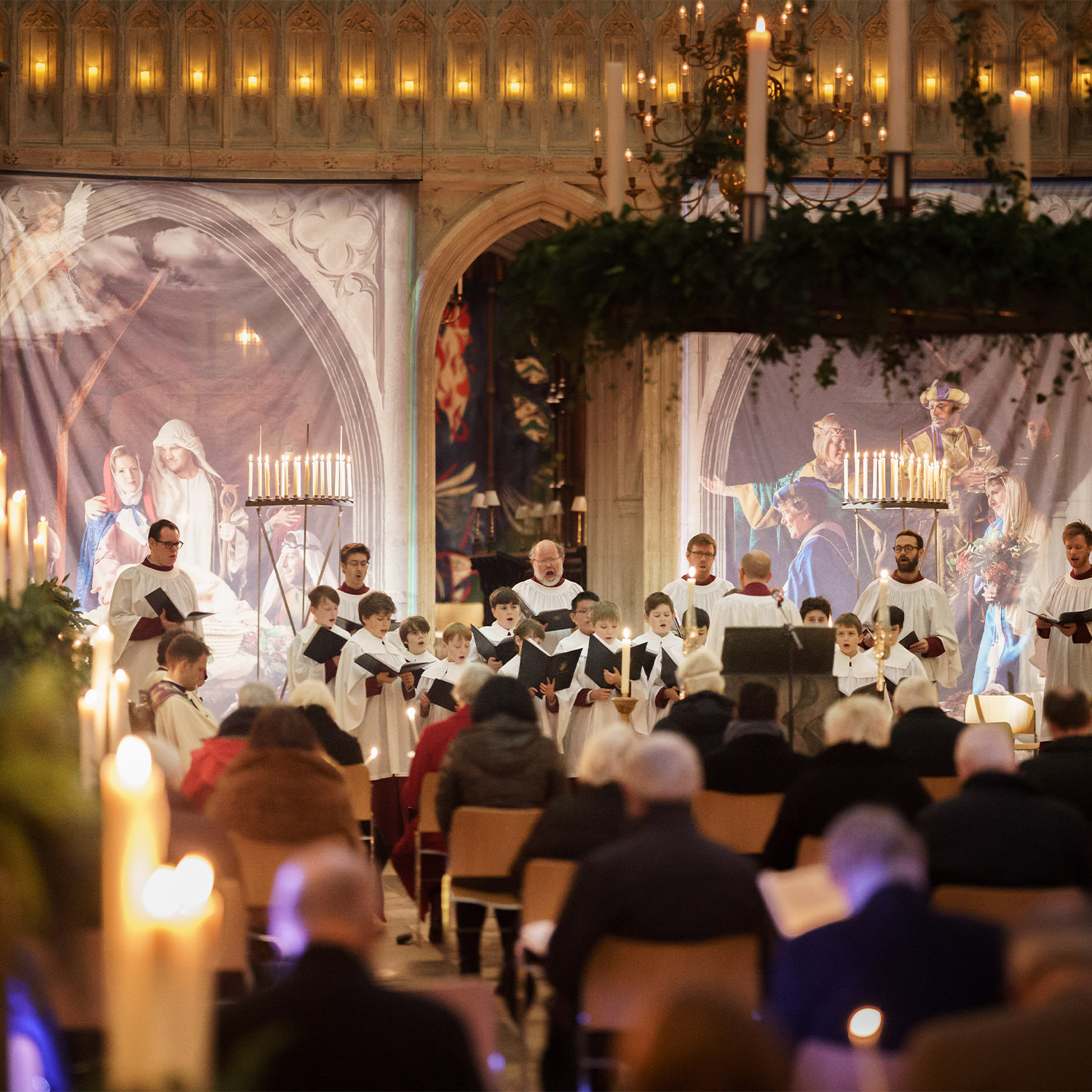 The Choir sing underneath the Advent Wreath