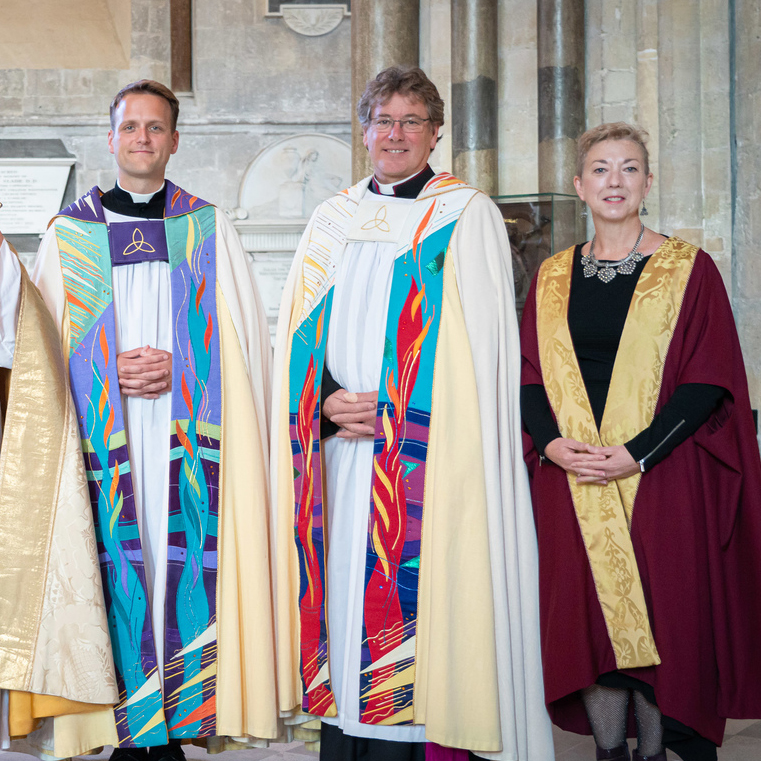 Canon Chancellor Reverend Dr Dan Inman (left) The Dean of Chichester, The Very Reverend Stephen Waine (middle) and Katherine Prior (right)
