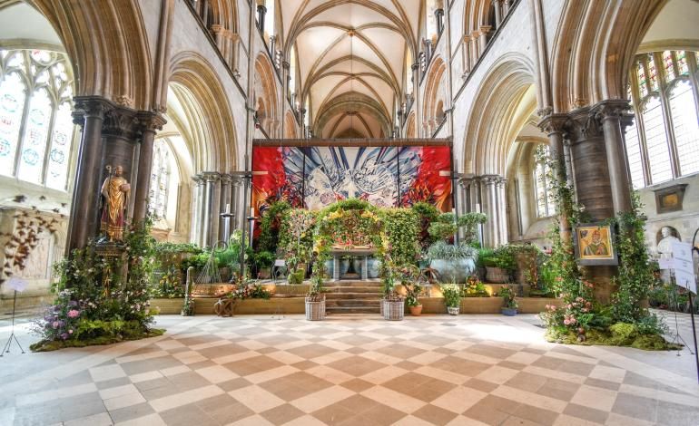 The Shrine of St Richard adorned with foliage and flowers