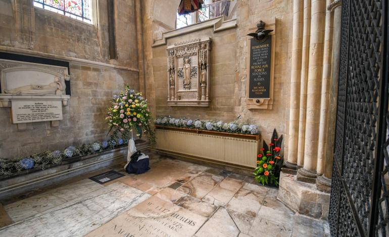 Chapel of St. Clement flower arrangements which pay homage to the RAF