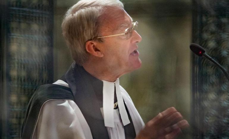 Canon Tim Schofield presiding over Sunday Eucharist